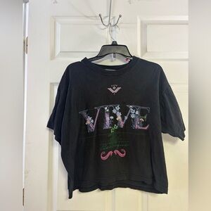 Freestyle Black VIVE Floral Graphic Crop Tee
